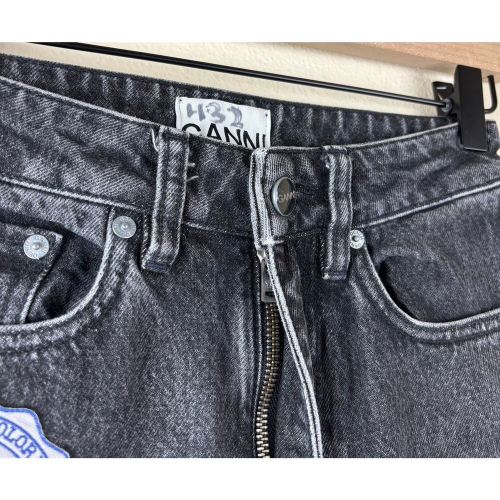 GANNI Black Stone Rigid Denim Swigy Jeans 25 With Patches - Picture 8 of 15
